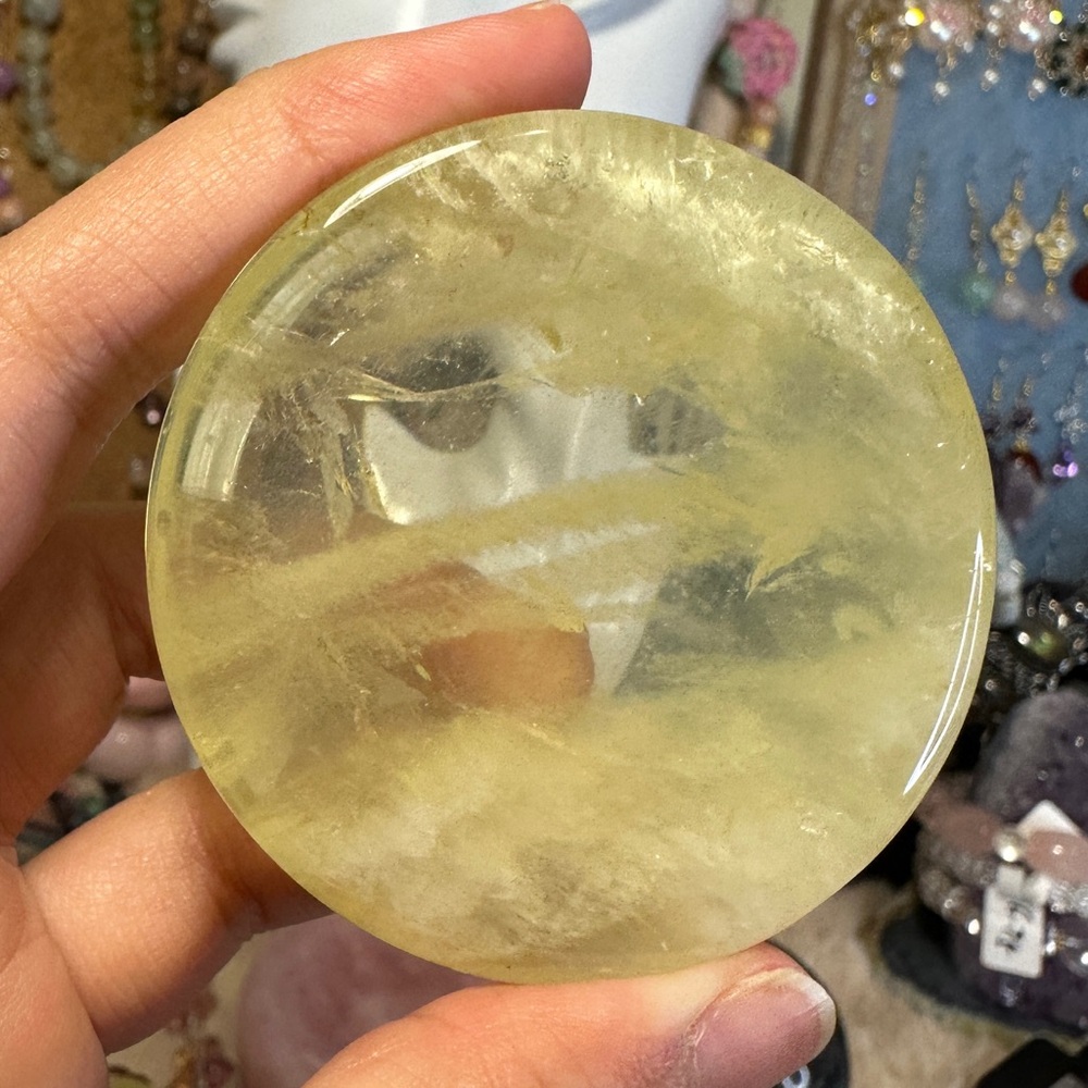 Live-Small Dishes for Spinning Spheres- Rose Quartz Citrine Clear & Fire Quartz